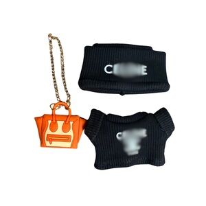 Trendy Black 3-Piece Labubu Outfit Set with Matching Hat and Mini Purse